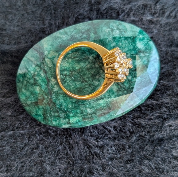 Vintage Cluster Gold Tone Cocktail Ring 7.75 - Picture 11 of 12